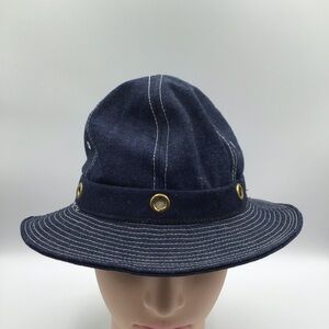 Vintage 1960s Union Made Denim Bucket Hat Mens Small USA Workwear Blue Cap Rare